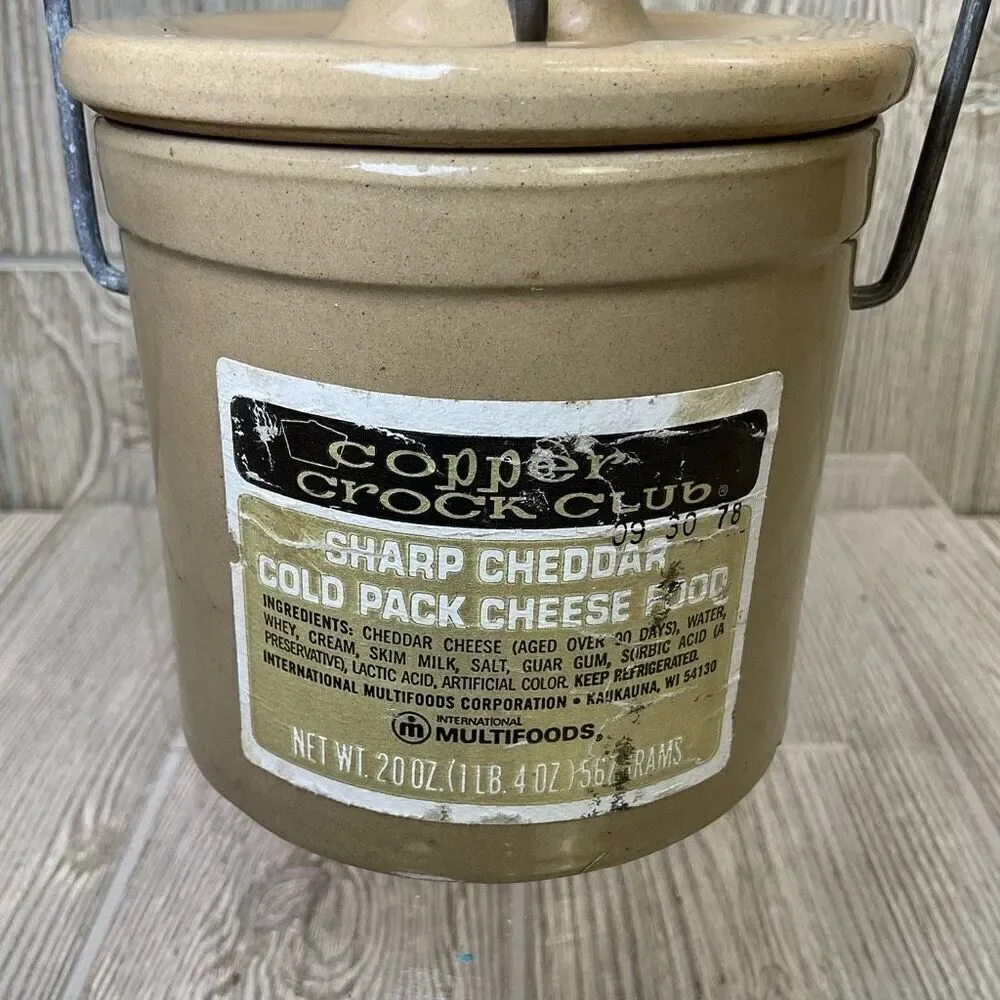 Vintage Crock With Wire Bale Lid Cannister Imprinted Great Seal of the USA
